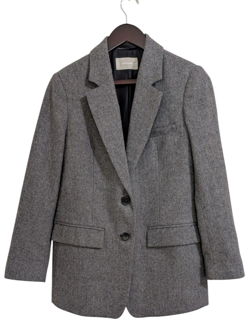 Everlane Women's Grey Herringbone Wool Blend Blazer Size 00